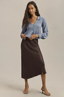By Anthropologie Long-Sleeve Button-Front Textured Blouse