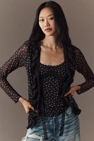 Maeve Lace-Trim Sheer Cardigan Top