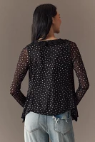 Maeve Lace-Trim Sheer Cardigan Top