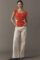 Maeve Short-Sleeve V-Neck Star-Detail Tee