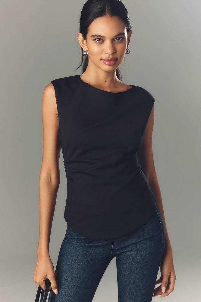 Maeve Short-Sleeve Structured Asymmetric Top