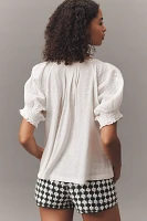 Pilcro Lace-Trim Short-Sleeve Blouse
