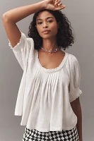 Pilcro Lace-Trim Short-Sleeve Blouse