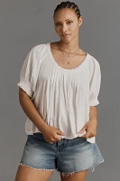 Pilcro Lace-Trim Short-Sleeve Blouse