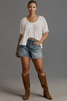 Pilcro Lace-Trim Short-Sleeve Blouse