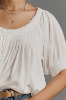 Pilcro Lace-Trim Short-Sleeve Blouse