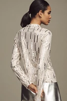 Sanctuary Long-Sleeve Mock-Neck Sequin Top