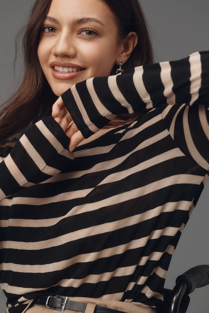 Sanctuary Long-Sleeve Crew-Neck Stripe Top