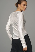 The Andie Ribbed Henley Top by Pilcro: Shimmer Edition