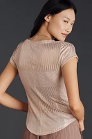 The Andie Scoop-Neck Ribbed Henley Top by Pilcro: Shine Edition