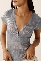 The Andie Scoop-Neck Ribbed Henley Top by Pilcro: Shine Edition