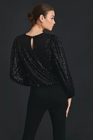 Flat White Sequin Top