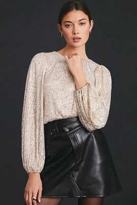 Flat White Sequin Top