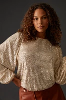 Flat White Sequin Top