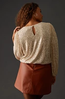 Flat White Sequin Top