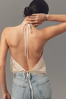Flat White Embellished Halter Tank Top