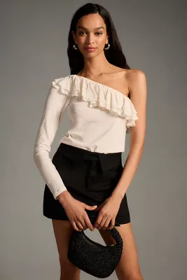 By Anthropologie Ruffle One-Shoulder Top