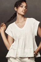 By Anthropologie Smocked Swing Tee