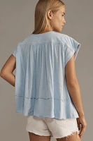 By Anthropologie Smocked Swing Tee