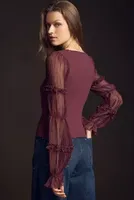 By Anthropologie Long-Sleeve Victorian Ruffled Top