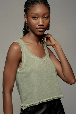 The Kacey Cotton-Slub Scoop-Neck Crop Tank Top by Pilcro