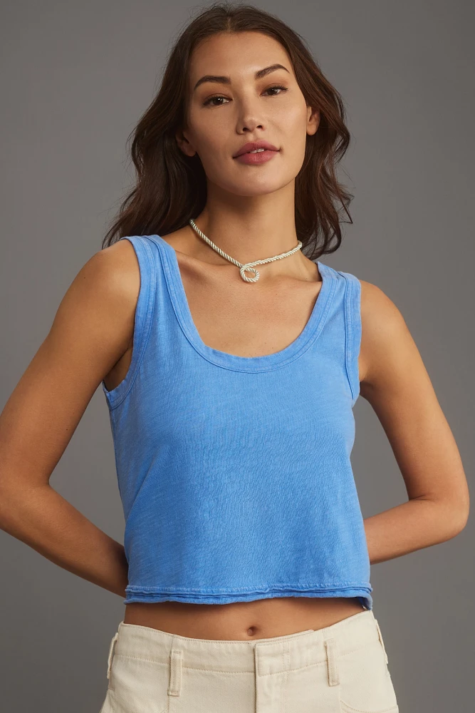 The Kacey Easy Crop Cotton-Slub Tank by Pilcro