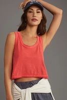 The Kacey Cotton-Slub Scoop-Neck Crop Tank Top by Pilcro