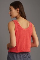 The Kacey Cotton-Slub Scoop-Neck Crop Tank Top by Pilcro
