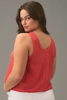 The Kacey Cotton-Slub Scoop-Neck Crop Tank Top by Pilcro
