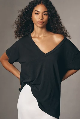 The Jordyn Perfect Oversized Cotton-Slub Tee by Pilcro: V-Neck Edition