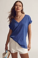 The Jordyn Cotton-Slub Crew-Neck Oversized Tee by Pilcro: Deep-V Edition