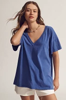 The Jordyn Cotton-Slub Crew-Neck Oversized Tee by Pilcro: Deep-V Edition