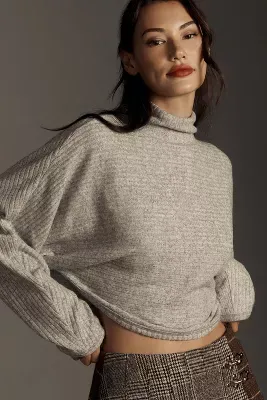 Pilcro Cozy Ribbed Turtleneck Batwing Pullover