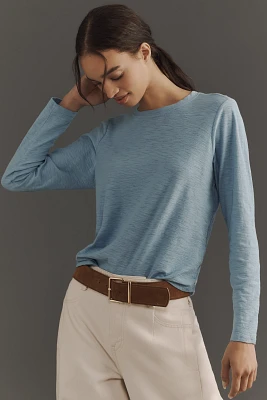 The Bennie Cotton Slub Crew-Neck Long-Sleeve Tee by Pilcro