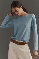 The Bennie Cotton Slub Crew-Neck Long-Sleeve Tee by Pilcro