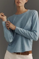 The Bennie Cotton Slub Crew-Neck Long-Sleeve Tee by Pilcro
