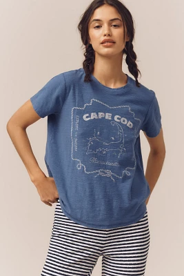 The Bennie Cotton-Slub Crew-Neck Tee by Pilcro: Cape Cod Graphic Edition