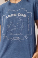 The Bennie Cotton-Slub Crew-Neck Tee by Pilcro: Cape Cod Graphic Edition