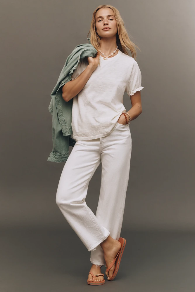 The Bennie Cotton-Slub Crew-Neck Tee by Pilcro: Puff-Sleeve Edition