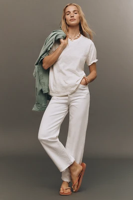 The Bennie Cotton-Slub Crew-Neck Tee by Pilcro: Puff-Sleeve Edition