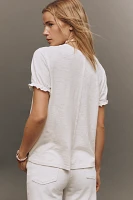 The Bennie Cotton-Slub Crew-Neck Tee by Pilcro: Puff-Sleeve Edition