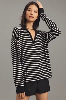 rag & bone The Long-Sleeve Stripe Knit Polo