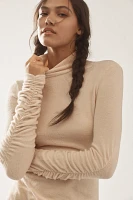 By Anthropologie Ruched-Sleeve Turtleneck Top