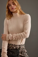 By Anthropologie Ruched-Sleeve Turtleneck Top