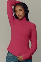 By Anthropologie Ruched-Sleeve Turtleneck Top