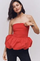 Maeve Strapless Bubble-Hem Peplum Top