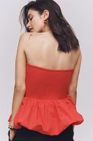 Maeve Strapless Bubble-Hem Peplum Top