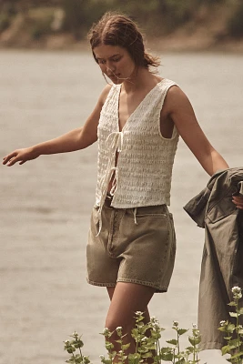 By Anthropologie Front-Tie Puckered Tank Top