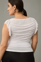Eloquii Plus Shirred Flounce Top