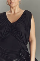 Eloquii Plus Shirred V-Neck Top
